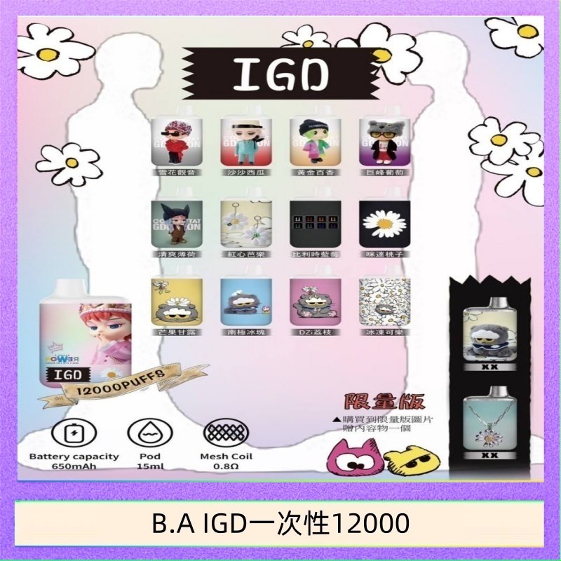 B.A IGD一次性12000 B.A IGD12000口 電子煙